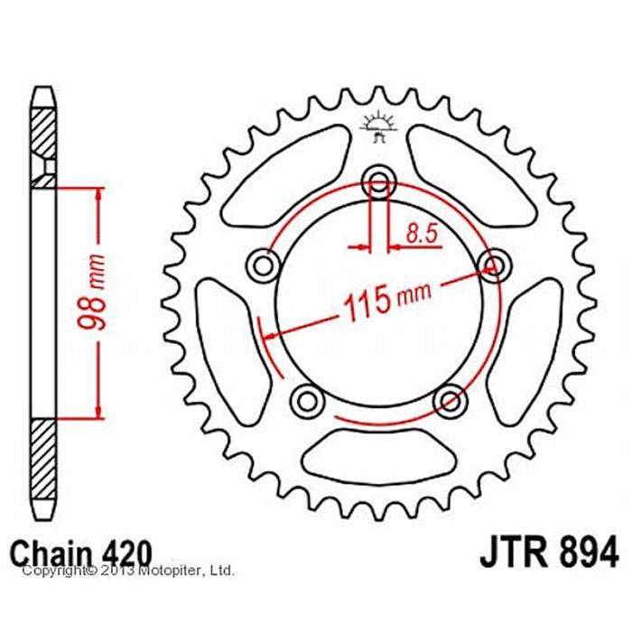 

Звезда задняя, ведомая JTR894 стальная, цепь 420, 48 зубьев