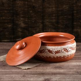 

Горшок духовой "Кашник" терракот, роспись ангобом, 2 л