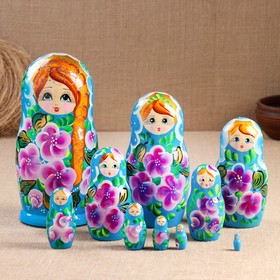 Матрёшка «Русская краса», голубое платье, 10 кукольная, 26 см Ош