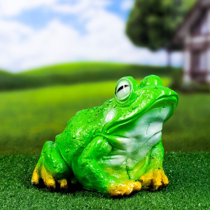 Садовая фигура Жаба средняя жёлто-зелёная, 20х26см садовая фигура жаба средняя жёлто зелёная 20х26см