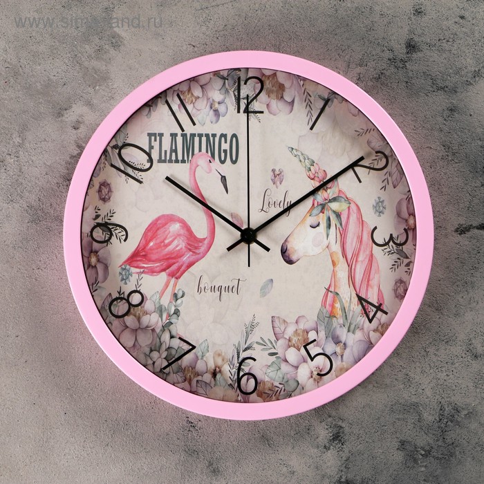 Часы настенные Фламинго, d-30 см, плавный ход