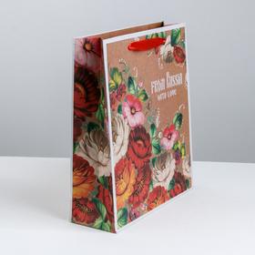 

Пакет крафтовый вертикальный «Широка душа русская», ML 23 × 27 × 11.5 см