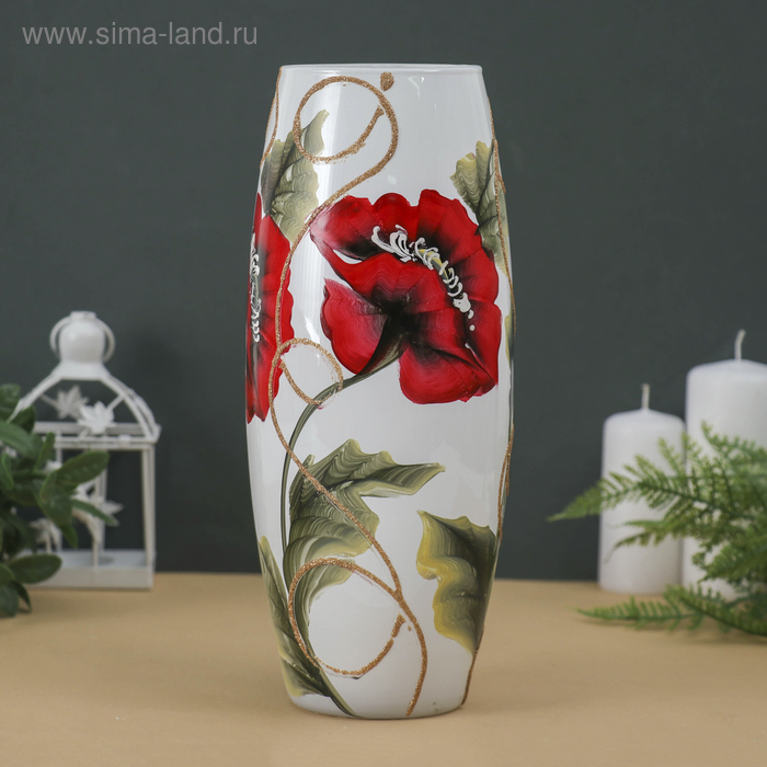ваза верба овал на матовом стекле d 7 5 h 26 х10 см микс Ваза Вилма d-7.5см, 26 х10 см