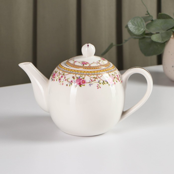 Чайник фарфоровый заварочный Доляна «Розали», 800 мл, цвет белый чайник фарфоровый заварочный wilmax 800 мл цвет белый