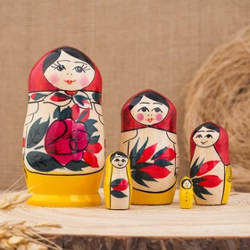 Матрёшка «Семёновская», красный платок, 5 кукольная, 12 см Ош
