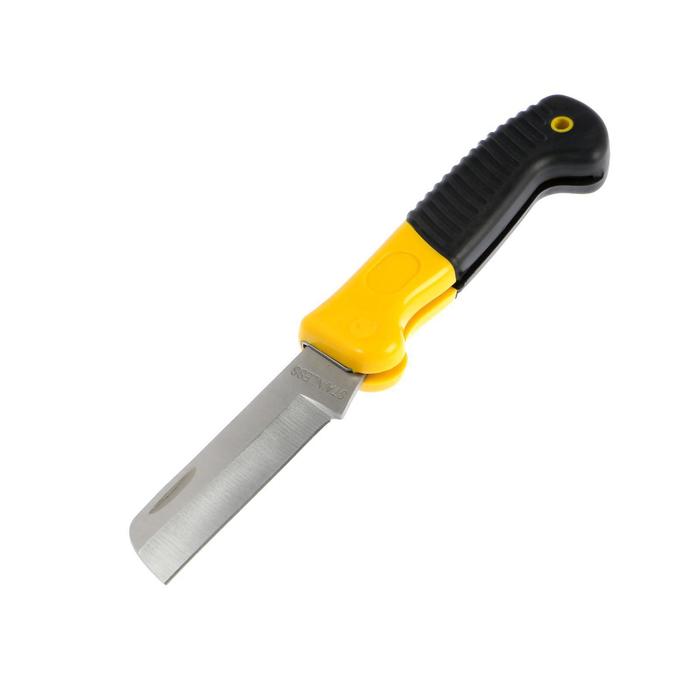Нож универсальный складной ТУНДРА, 2К рукоятка, прямое лезвие, нержавеющая сталь нож монтажника rexant 12 4936 нержавеющая сталь прямое лезвие