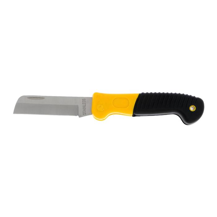 Нож универсальный складной TUNDRA, 2К рукоятка, прямое лезвие, нержавеющая сталь