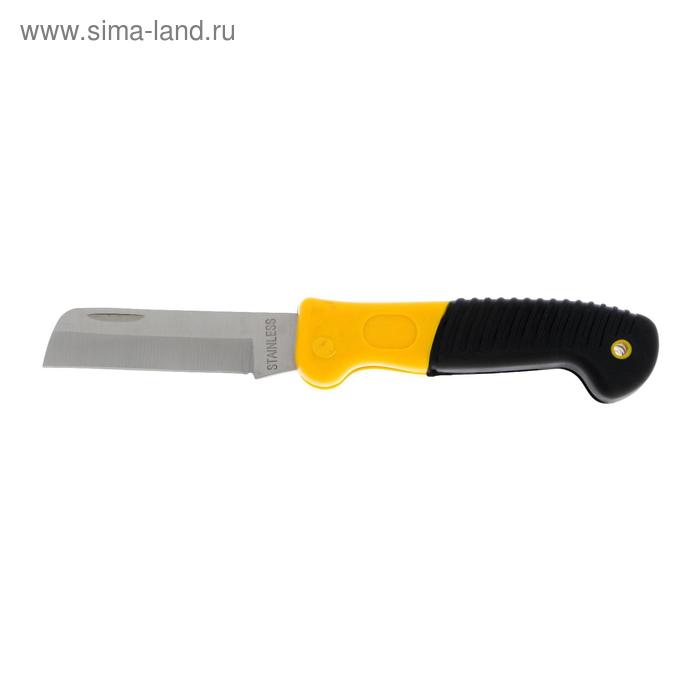 фото Нож универсальный складной тундра, 2к рукоятка, прямое лезвие, нержавеющая сталь