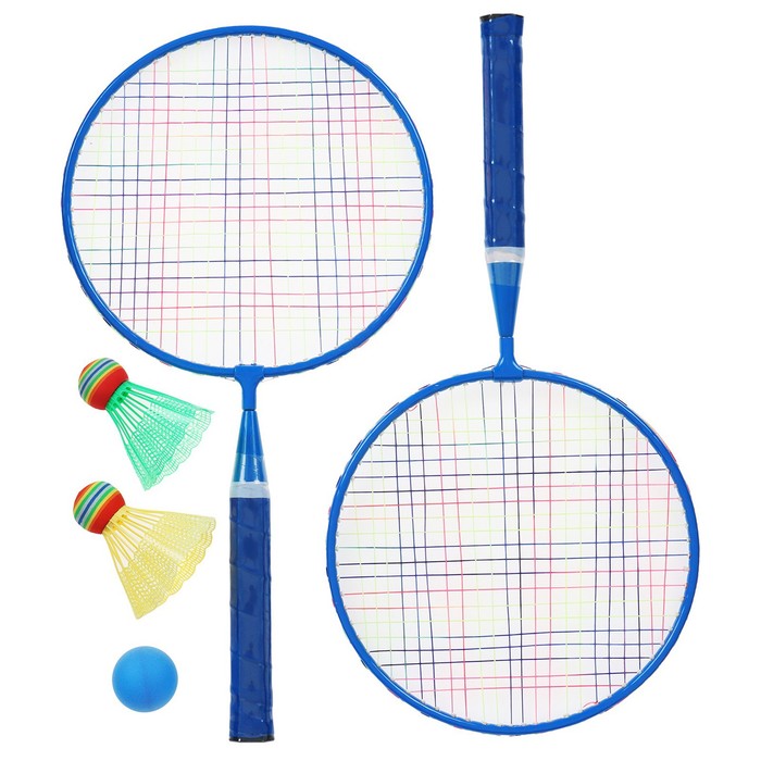 Набор для бадминтона ONLYTOP: 2 ракетки, 2 волана, мяч, цвета МИКС onlytop цветной мяч для большого тенниса цвета микс
