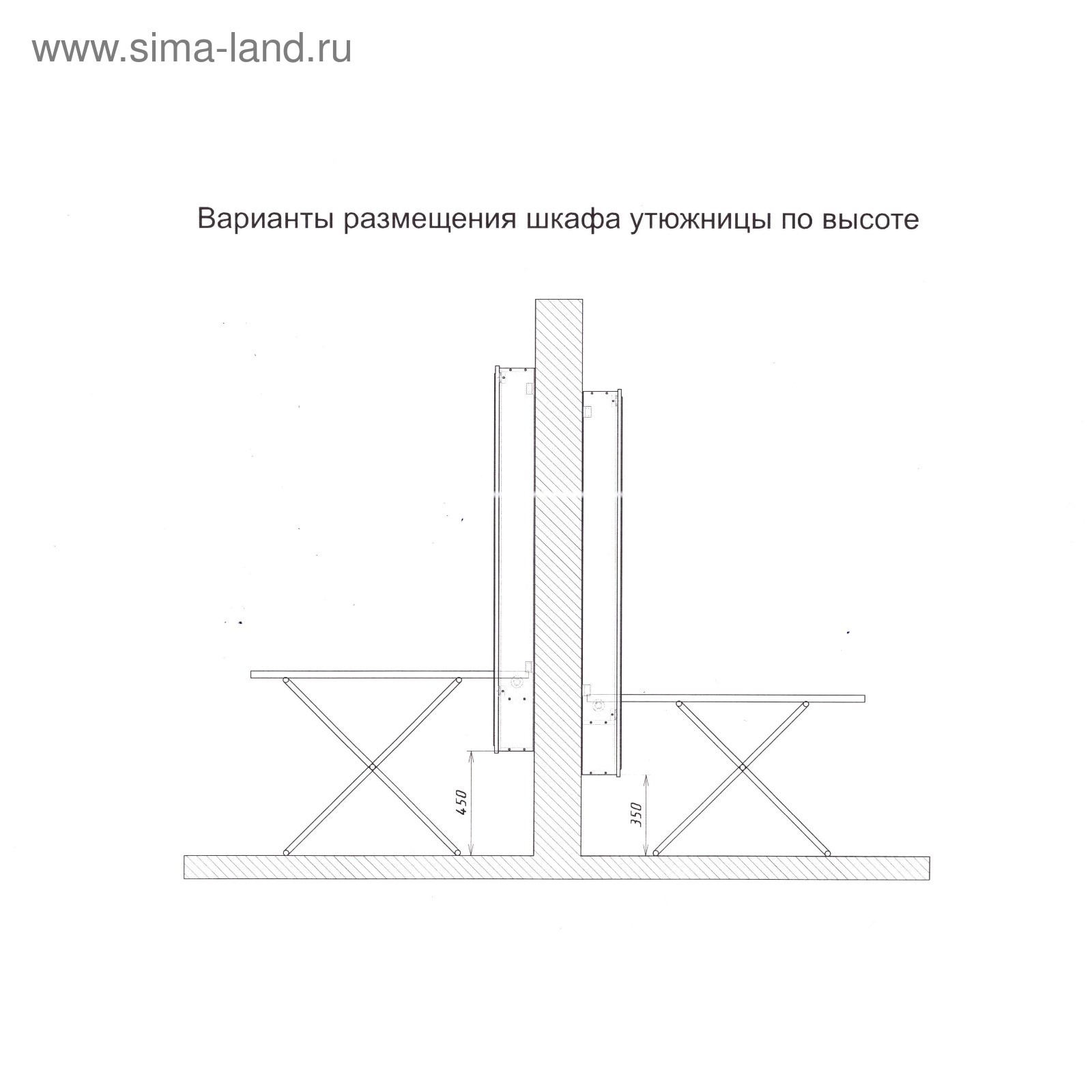 Пенал с зеркалом с гладильной доской Светлана 500х150х1740