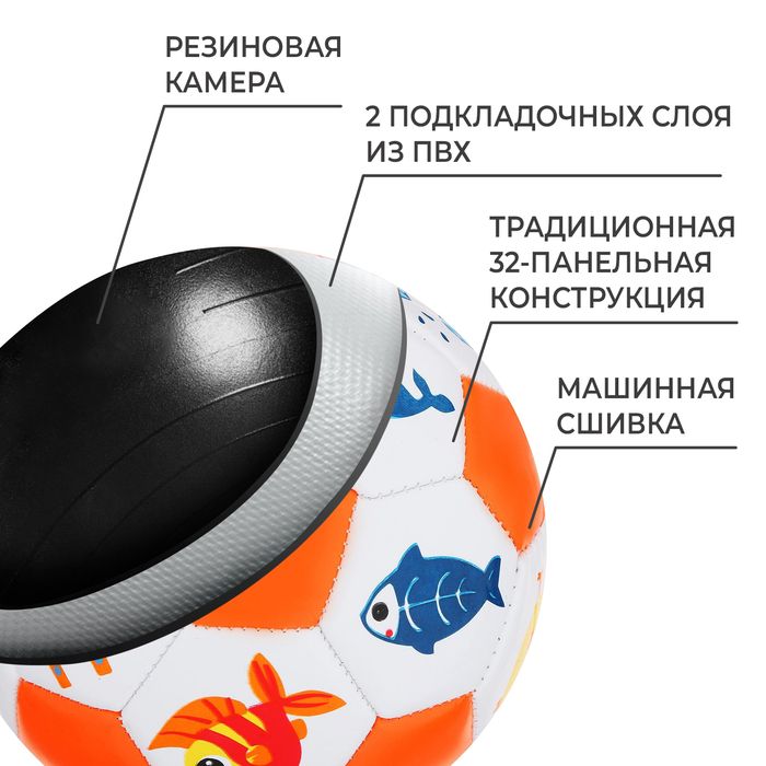 Мяч футбольный детский, размер 2, PVC, МИКС