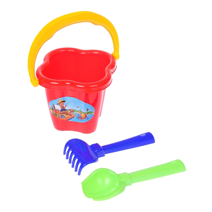 Песочный набор №24: ведро-цветок, совок, грабельки, цвета МИКС