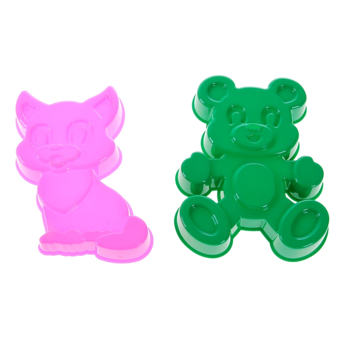 Набор формочек "Котенок и Медведь", цвета МИКС