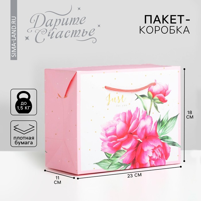 Пакет—коробка, подарочная упаковка, «Just for you», 23 х 18 х 11 см пакет коробка подарочная упаковка flower 23 х 18 х 11 см