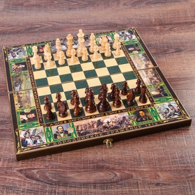 Настольная игра 3 в 1 'Бородино': шахматы, шашки, нарды (доска дерево 50х50 см) Ош