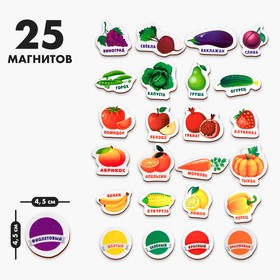 Развивающие магниты "Изучаем цвета и овощи - фрукты" (набор 25 шт)