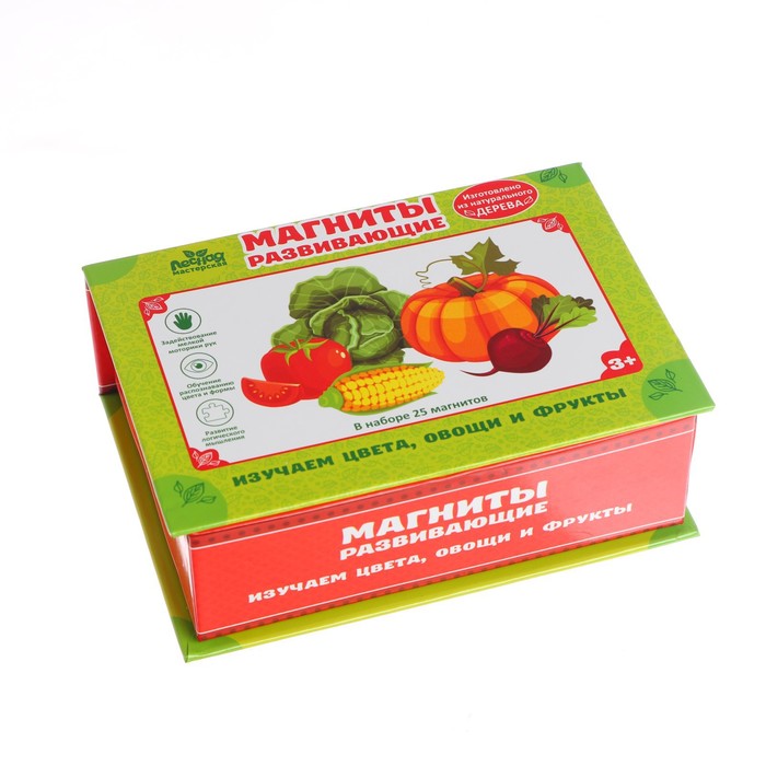 Развивающие магниты "Изучаем цвета и овощи - фрукты" (набор 25 шт)