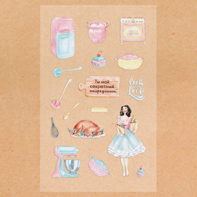

Наклейки пластиковые Cook with love, 10 × 16 см