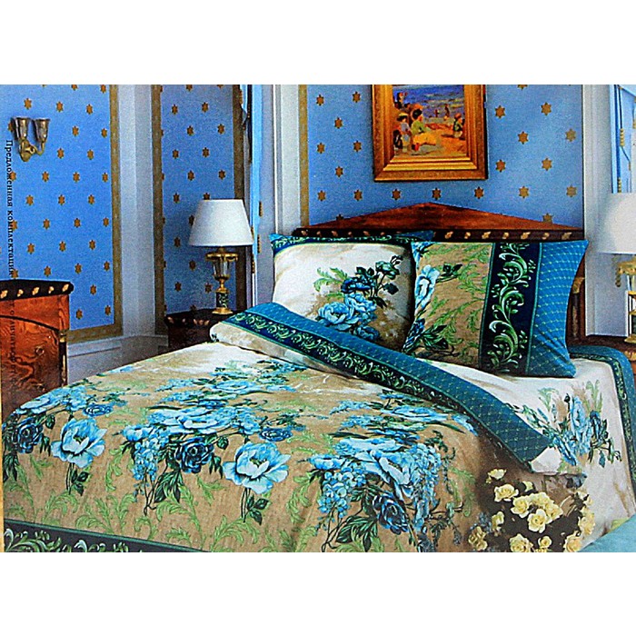 Постельное бельё Артпостель "Гобелен" евро, размер 200х217см, 220х240 см, 70х70 см - 2 шт., цвет синий
