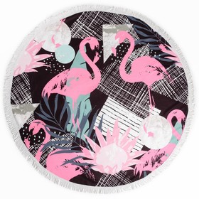 Полотенце пляжное круглое Этель «Фламинго», диаметр 150 см, 100 % п/э от Сима-ленд