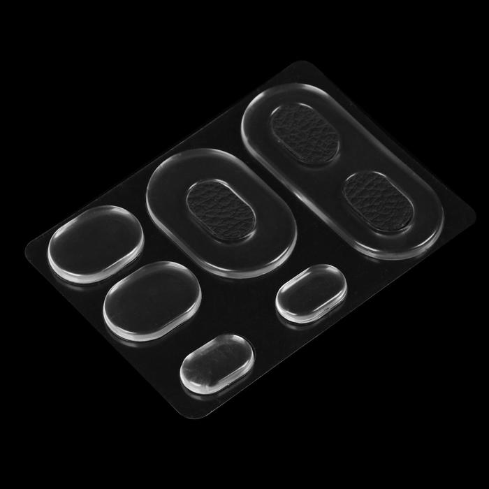 фото Набор вкладышей для обуви, на клеевой основе, силиконовые, 6 шт, цвет прозрачный/чёрный