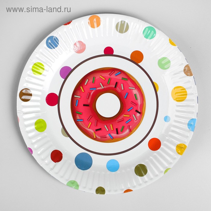 фото Тарелка бумажная «пончик и круги», 18 см, набор 10 шт. страна карнавалия