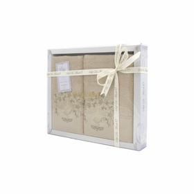 

Комплект махровых полотенец Flori, 50 × 90 см - 1 шт, 70 × 140 см - 1 шт, бежевый