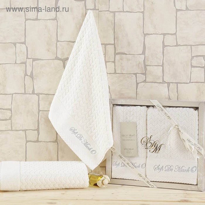 Комплект махровых полотенец Ebru, 50 × 90 см - 1 шт, 70 × 140 см - 1 шт, крем