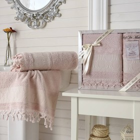 

Комплект махровых полотенец Damask Kozali, 50 × 90 см - 1 шт, 70 × 140 см - 1 шт, светло-розовый