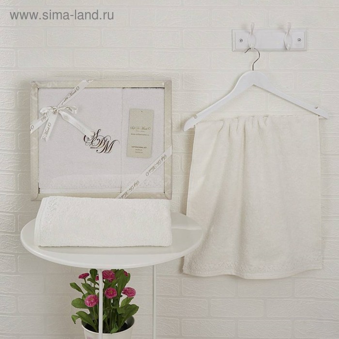 

Комплект махровых полотенец Layra, 50 × 90 см - 1 шт, 70 × 140 см - 1 шт, крем
