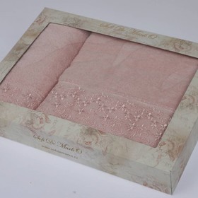

Комплект махровых полотенец Allegra, 50 × 90 см - 1 шт, 70 × 140 см - 1 шт, кремовый