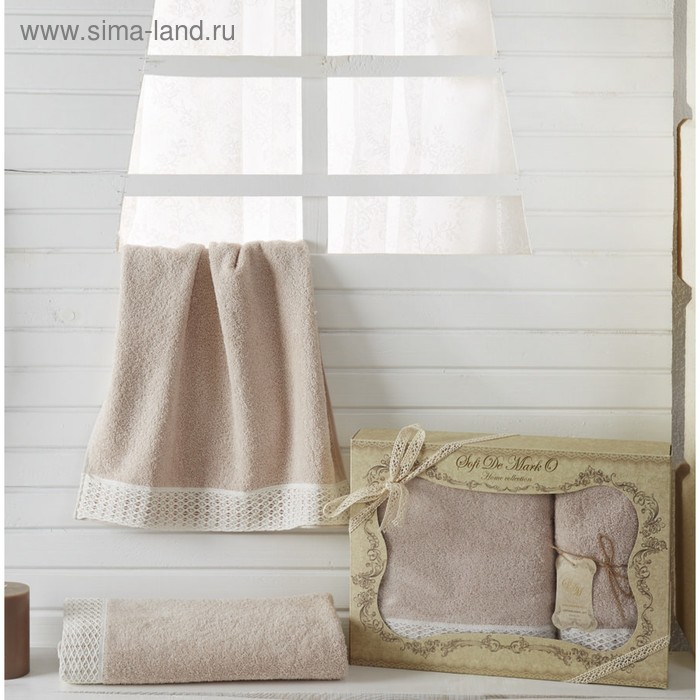 

Комплект махровых полотенец Missi, 50 × 90 см - 1 шт, 70 × 140 см - 1 шт, пудра