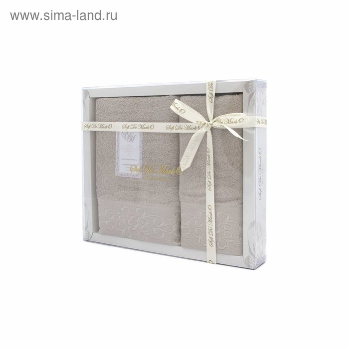 Комплект махровых полотенец Verna, 50 × 90 см - 1 шт, 70 × 140 см - 1 шт, бежевый