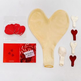 

Шары в шаре "Сердце", 5", 24", гирлянда, открытка, красный
