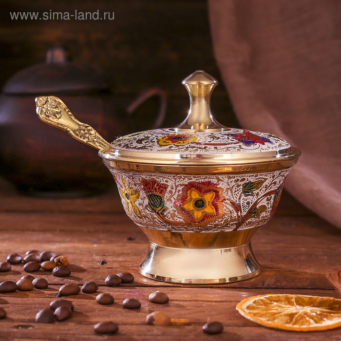 

Сахарница латунь "Цветы счастья" 10,5х10,5х11,5 см