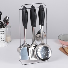 Набор кухонных принадлежностей «Ривьера», 6 предметов, на подставке Ош
