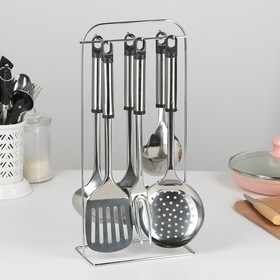 Набор кухонных принадлежностей «Помощник», 6 предметов, на подставке Ош