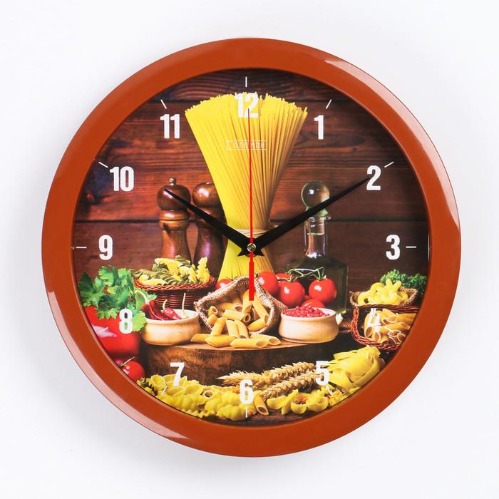 фото Часы настенные, серия: кухня, "спагетти", плавный ход, d=28 см соломон