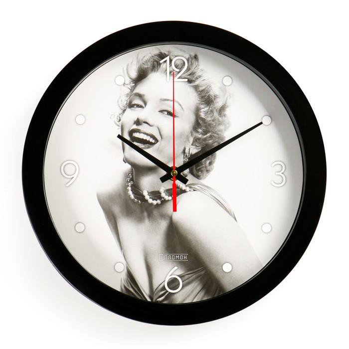 фото Часы настенные, серия: люди, "мерлин монро", плавный ход, d=28 см соломон