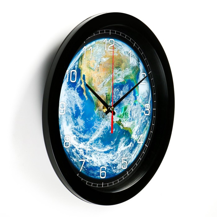 фото Часы настенные, интерьерные, "планета земля", бесшумные, d-28 см соломон