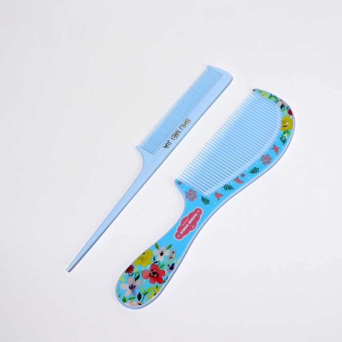 Набор расчёсок, 2 предмета: с ручкой, с хвостиком, цвет и рисунок МИКС