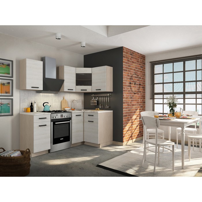 

Кухонный гарнитур Алиса Loft Угловой№3 1400х1100 Дуб сонома/ Сосна белая Loft