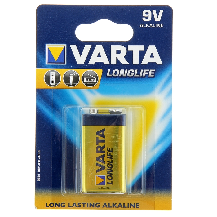 Батарейка алкалиновая Varta LONGLIFE 9V блистер 1 шт
