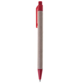 Ручка шариковая, автоматическая, корпус картонный крафт с красным,,стержень синий 0.5 мм Ош