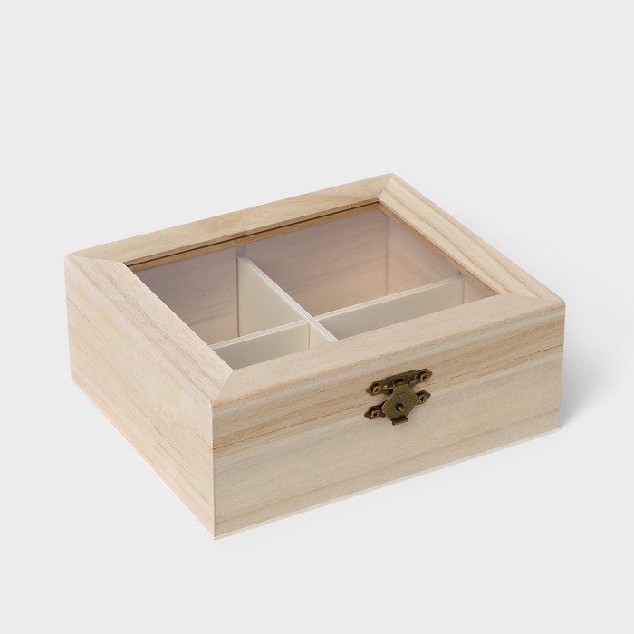 ящик для хранения чайных пакетиков доляна цветочный 4 отделения 24 5×24 5×5 3 см бамбук Ящик для хранения чайных пакетиков «Цейлон», 4 ячейки, 16×13,8×6,5 см