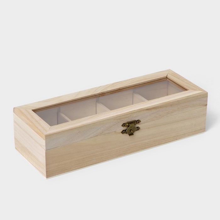 ящик для хранения чайных пакетиков доляна цветочный 4 отделения 24 5×24 5×5 3 см бамбук Ящик для хранения чайных пакетиков «Ахмадабад», 4 ячейки, 25×10×6,5 см