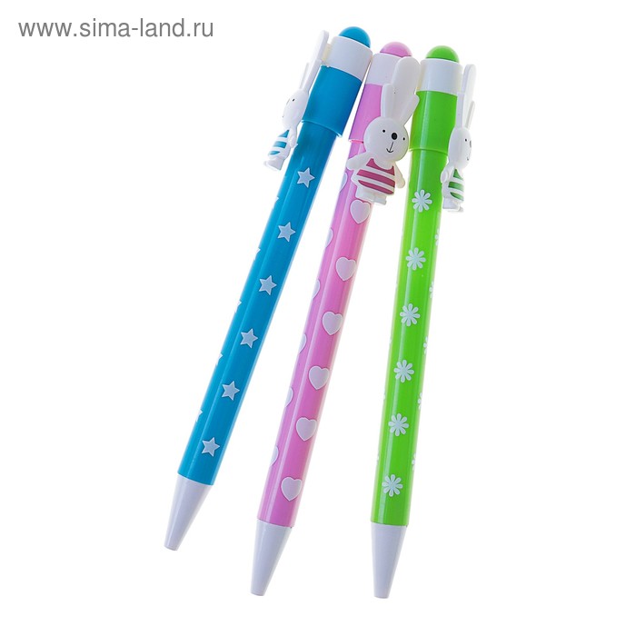 

Ручка шариковая, автоматическая, 0.5 мм, корпус с рисунком, стержень синий, "Зайка", корпуса МИКС