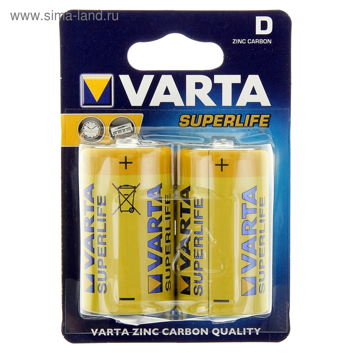 Батарейка солевая Varta SUPER LIFE D набор 2 шт батарейка солевая varta superlife 3r12 1s 4 5в спайка 1 шт