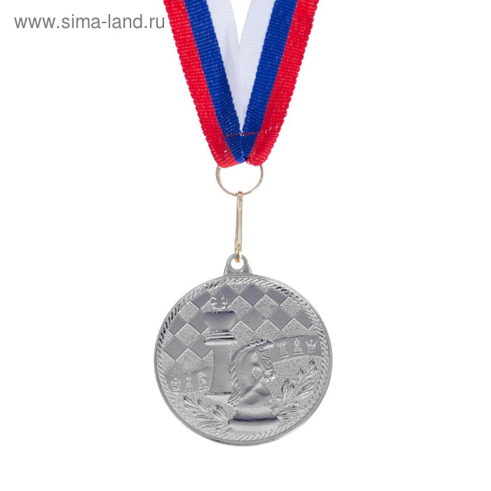 фото Медаль тематическая «шахматы», серебро, d=4 см командор