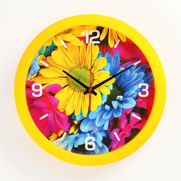 фото Часы настенные, серия: цветы, "краски природы", плавный ход, d=28 см соломон